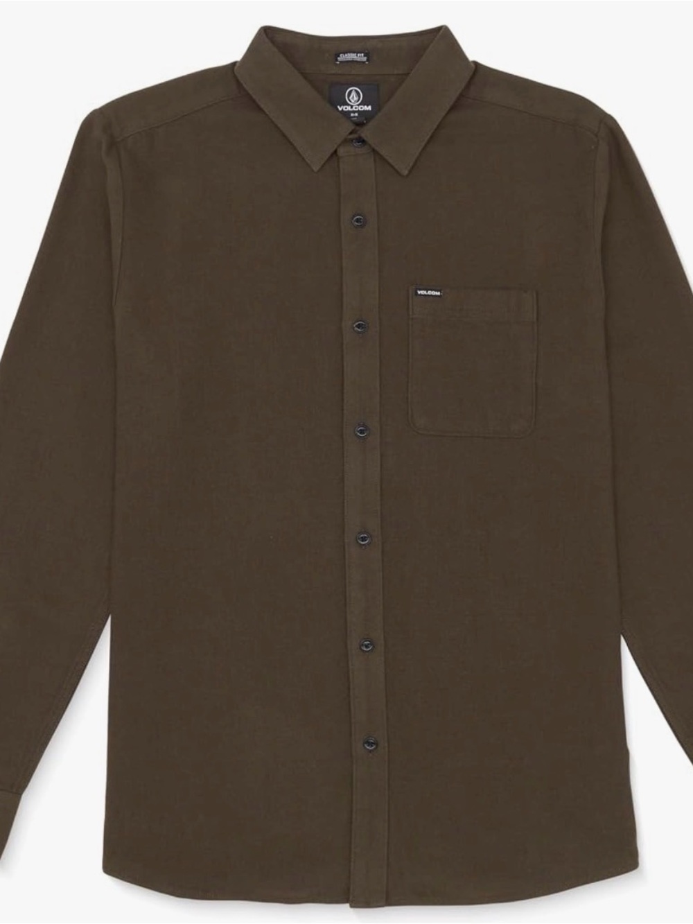 NWT Volcom Dark Brown Long-Sleeve Button-Down Shirt